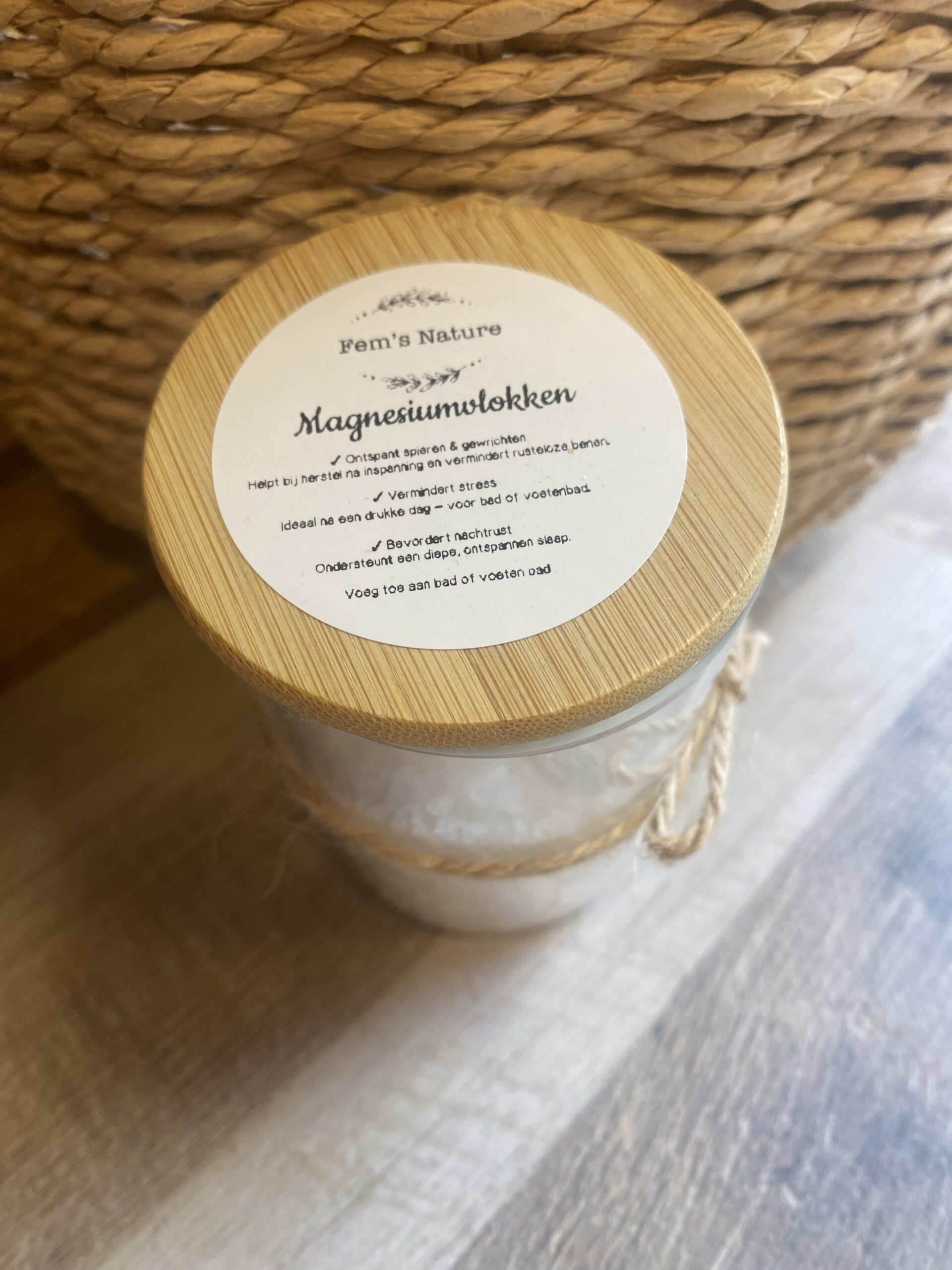 Magnesiumvlokken cadeauverpakking met bamboe deksel